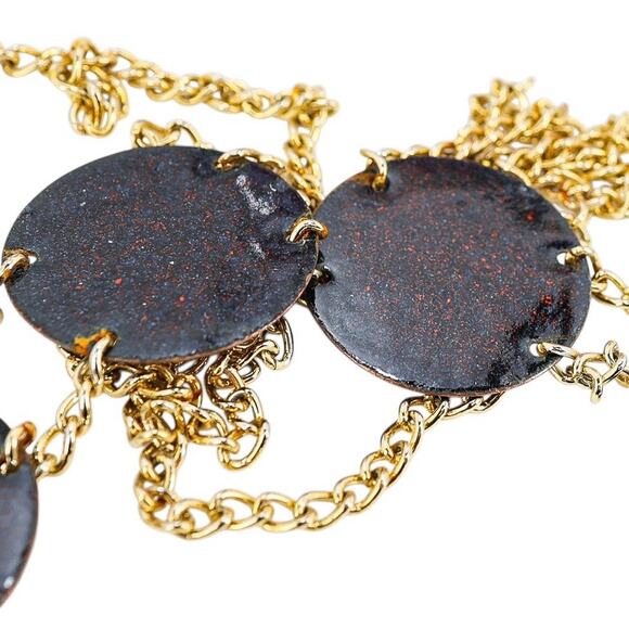 Artisan Brutalist Boho Coin Belt Sculptural Enamel 28-40” Greco Roman Influence - Picture 9 of 13